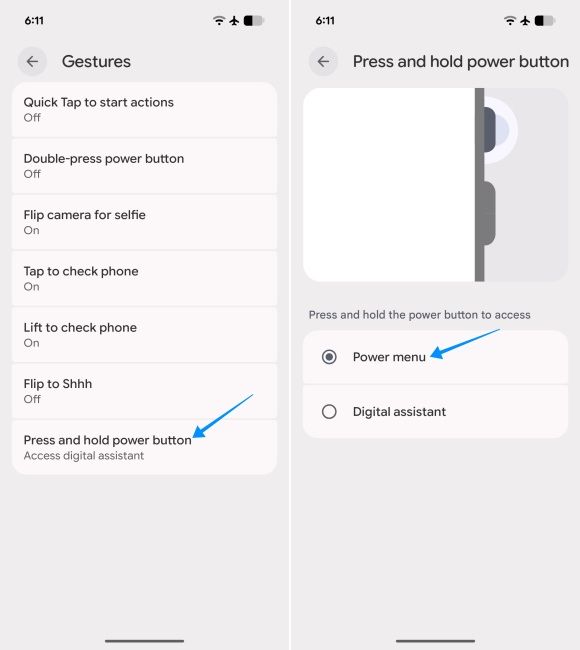 screenshot from an android phone showing how to change power button behaviour screenshot from an android phone showing how to change power button behaviour