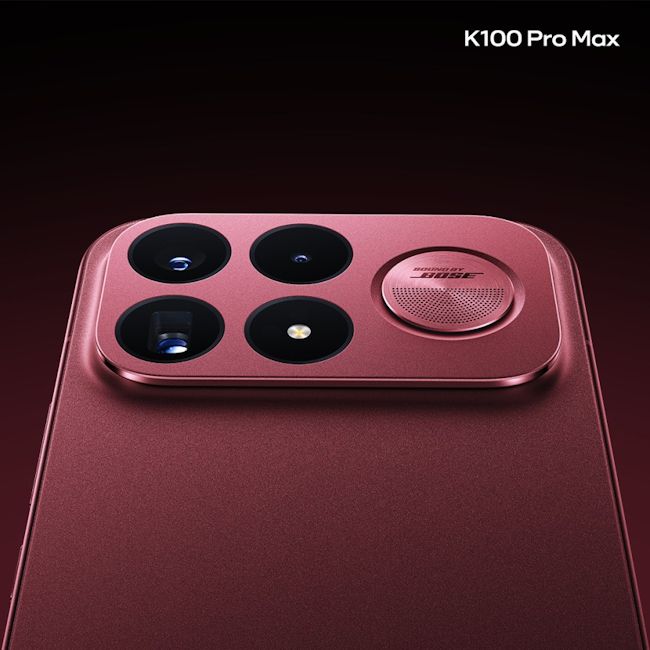 Redmi K100 Pro Max Cabernet Red camera module close up