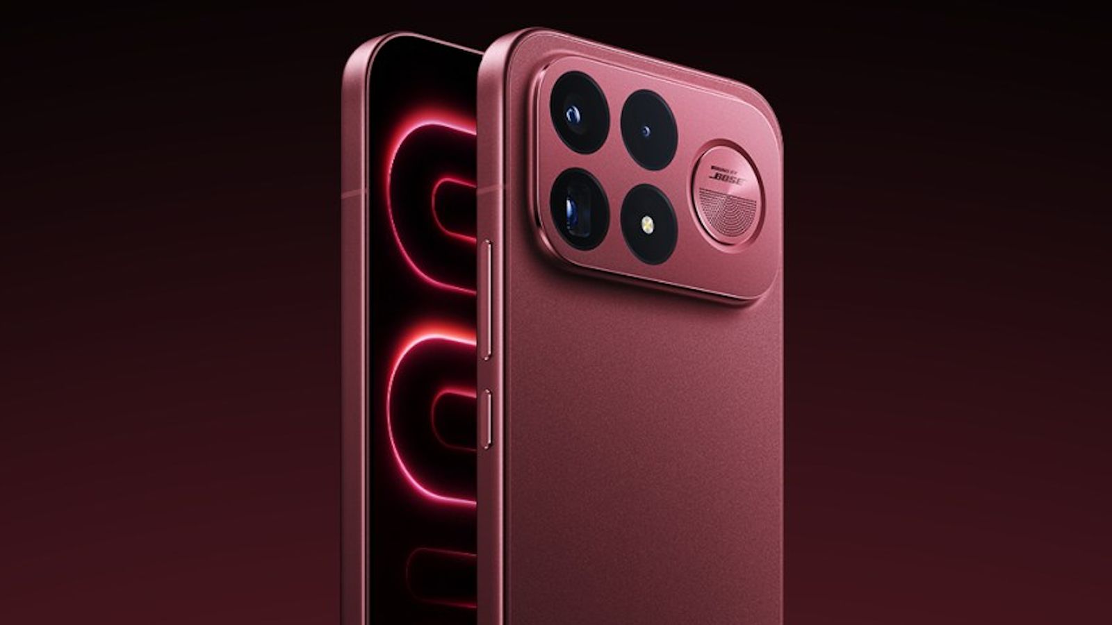 Redmi K100 Pro Max Cabernet Red front and back design showcased