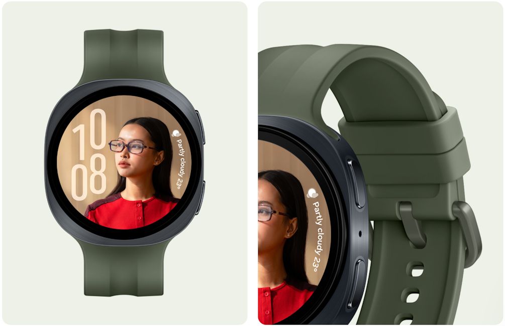 Samsung Galaxy Watch 9 smartwatch in olive colourway from the front Samsung Galaxy Watch 9 smartwatch in olive colourway from the front