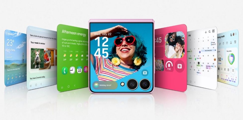 different software UI on Samsung Galaxy Z Flip 8 running one ui 9
