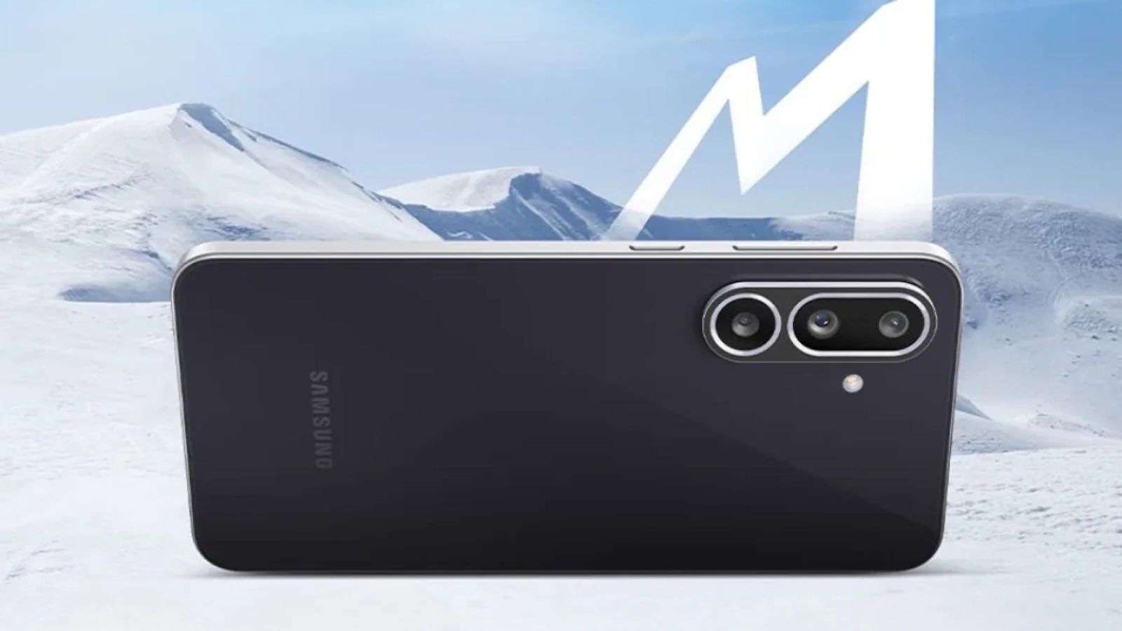 Samsung Galaxy M56 from the back in black colourway