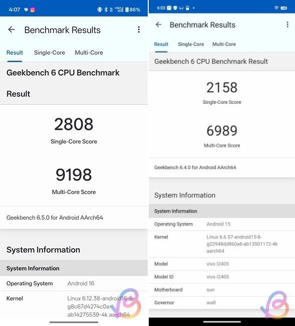 geekbench comparison between snapdragon 8 gen 5 vs 8s gen 4