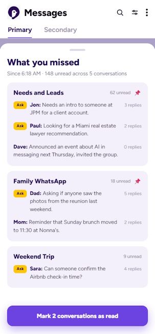 Sunbird Messaging Priority inbox
