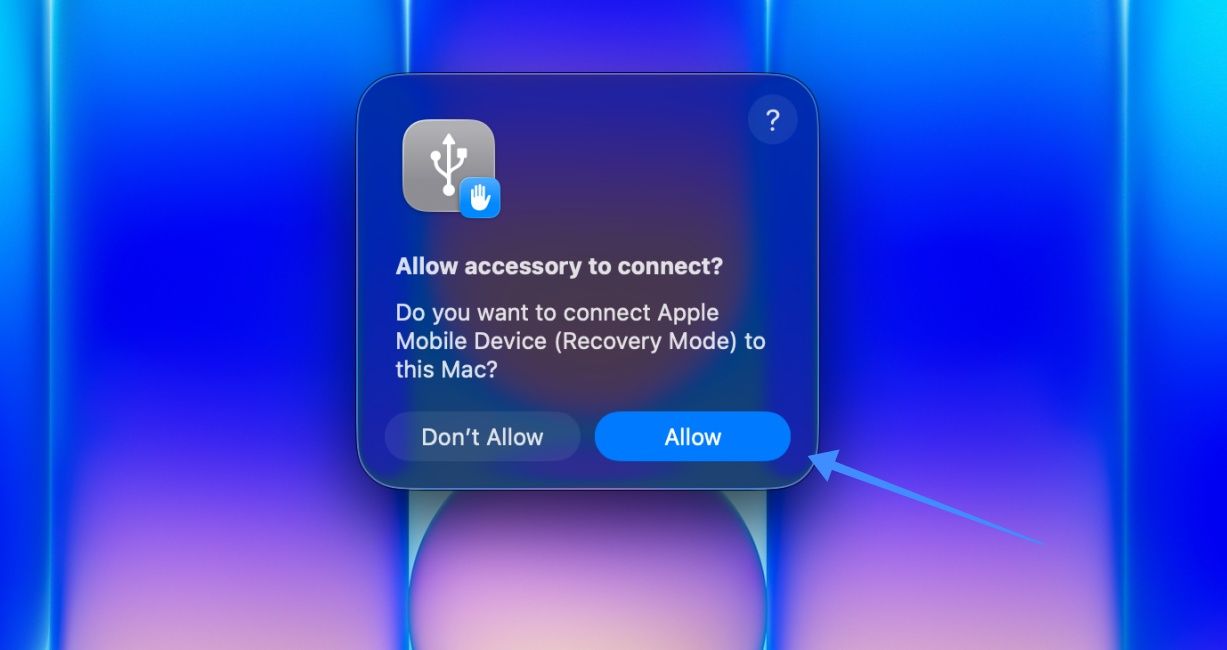 Allow iPhone to connect to the Mac in DFU mode Allow iPhone to connect to the Mac in DFU mode