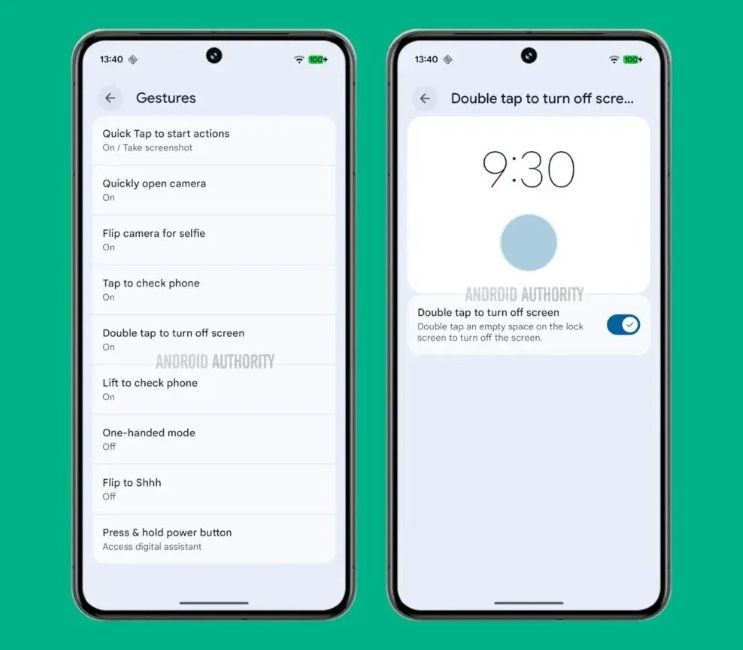 Google Double-tap to Sleep feature in Gestures menu