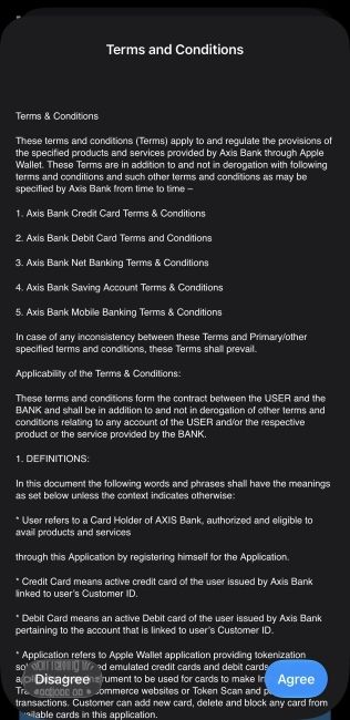 Apple Pay Terms and Conditions for Axis Bank cards Apple Pay Terms and Conditions for Axis Bank cards