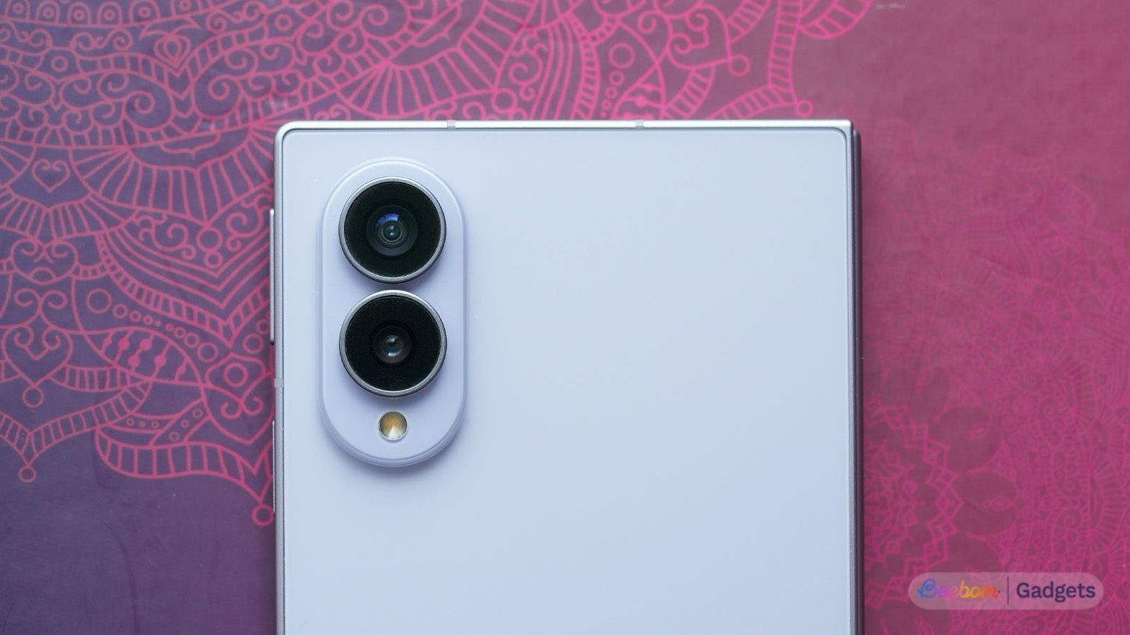 Close up shot of the two cameras at the back of the Galaxy Z Fold 8 