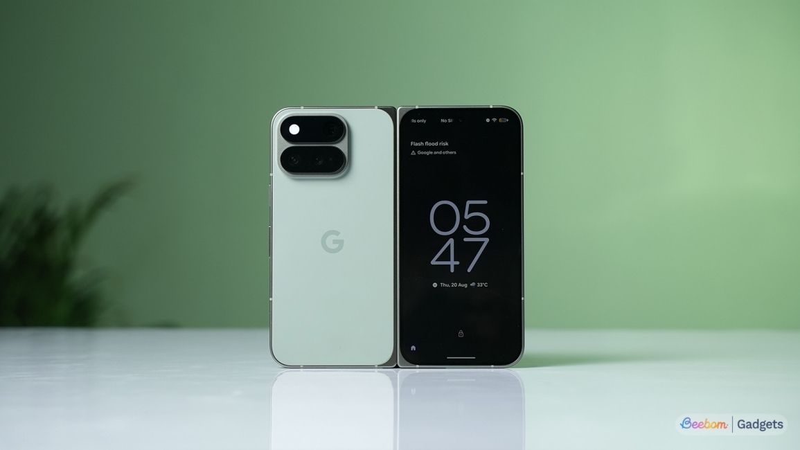 Design of the Pixel 11 Pro Fold from the back with the phone in open position