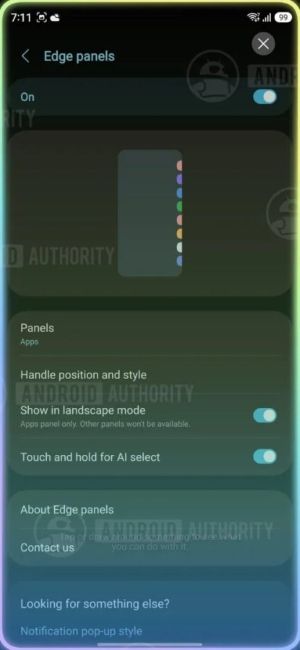 Samsung One UI 9 edge panels touch and hold for AI select toggle Samsung One UI 9 edge panels touch and hold for AI select toggle