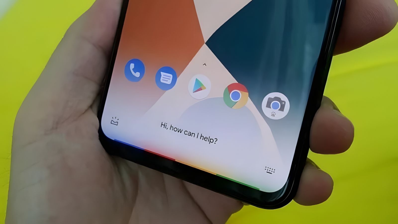 Google Pixel 4 XL in hand with Google Assistant running Google Pixel 4 XL in hand with Google Assistant running