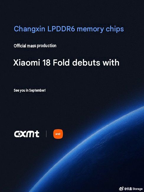 Xiaomi 18 Fold confirmed to bring CXMT LPDDR6 RAM