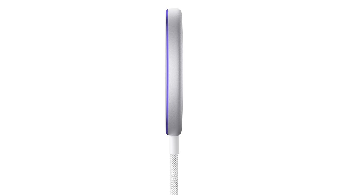 Moto Snap from the side with purple illuminated ring