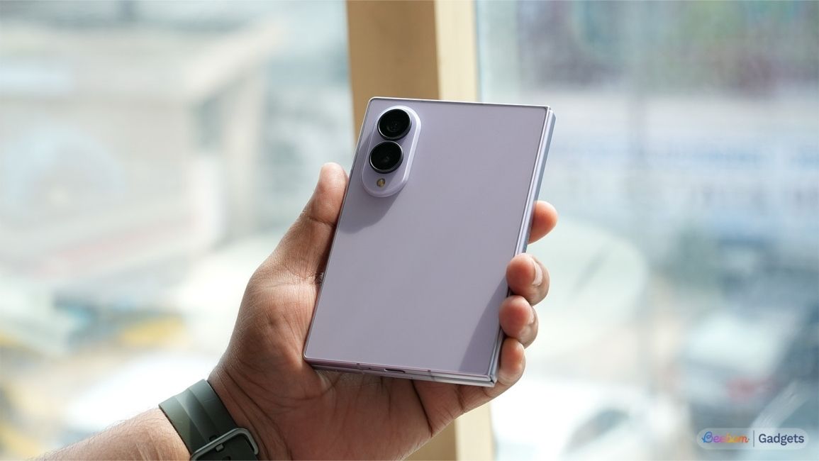 Hands on shot of the Galaxy Z Fold 8 when it is closed from the back 