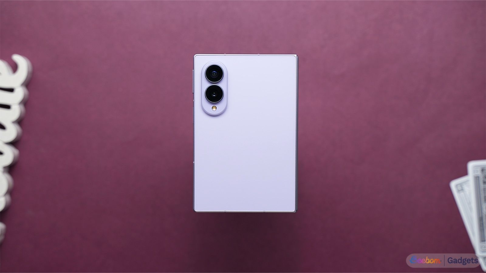 shot of the Galaxy Z Fold 8 placed on a desk with the back panel in focus