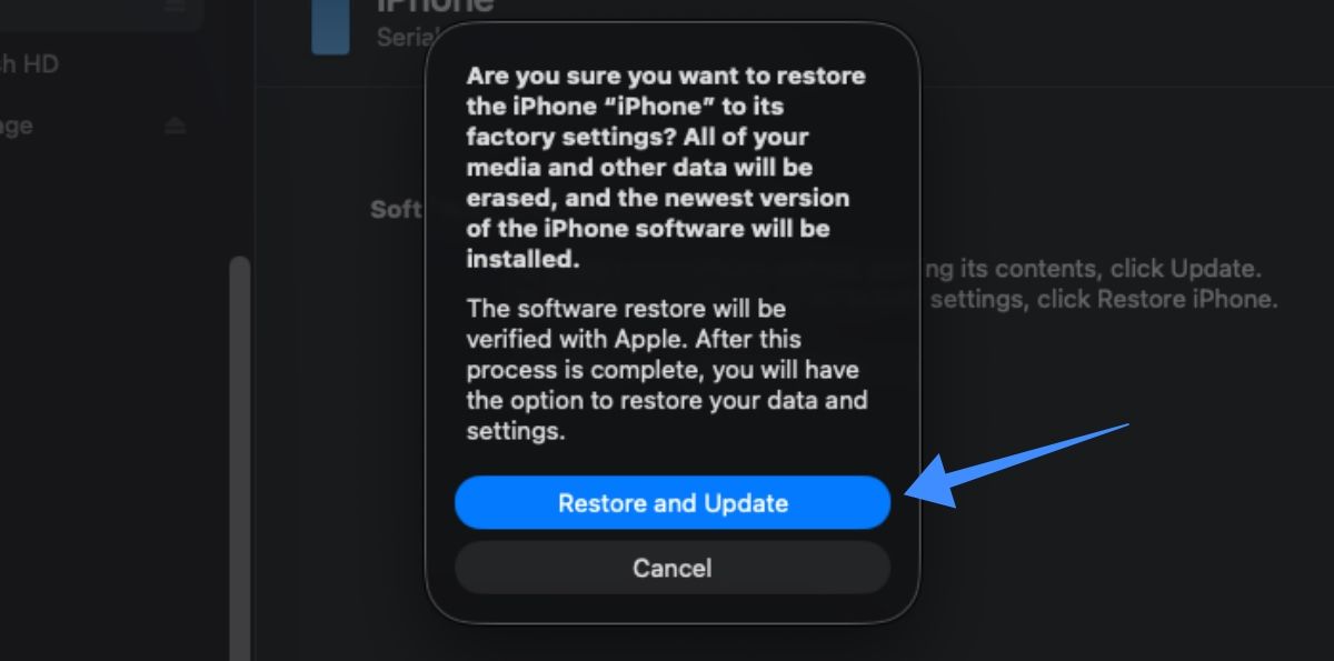 In the confirmation box click on Update and restore In the confirmation box click on Update and restore