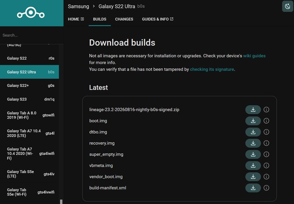 LineageOS 23 build for Galaxy S22 Ultra LineageOS 23 build for Galaxy S22 Ultra