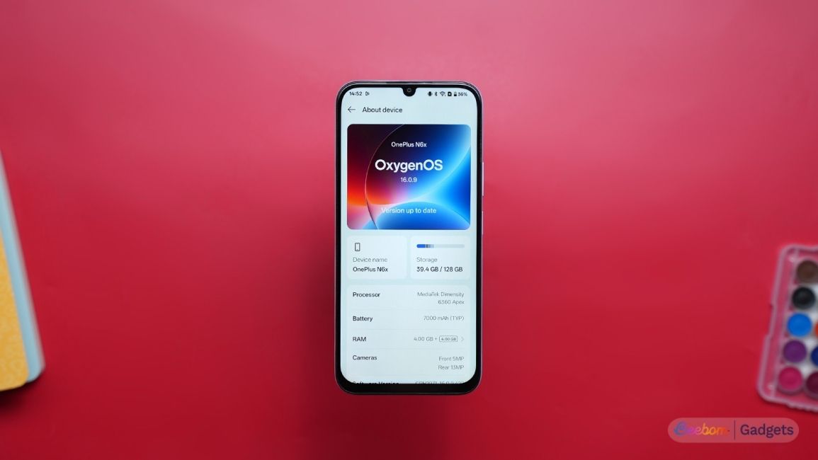OnePlus N6x About phone page showcase