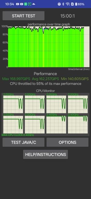 OnePlus N6x CPU throttling Benchmark screenshot