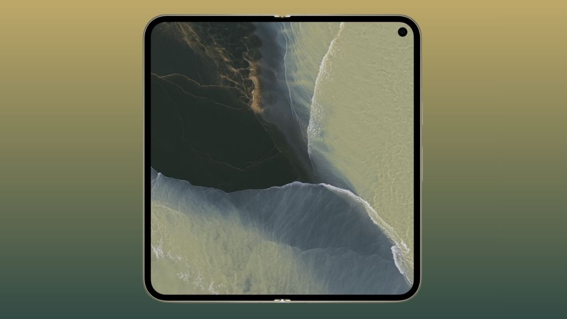 Pixel 11 Pro Fold Inner screen completely open with a gradient background