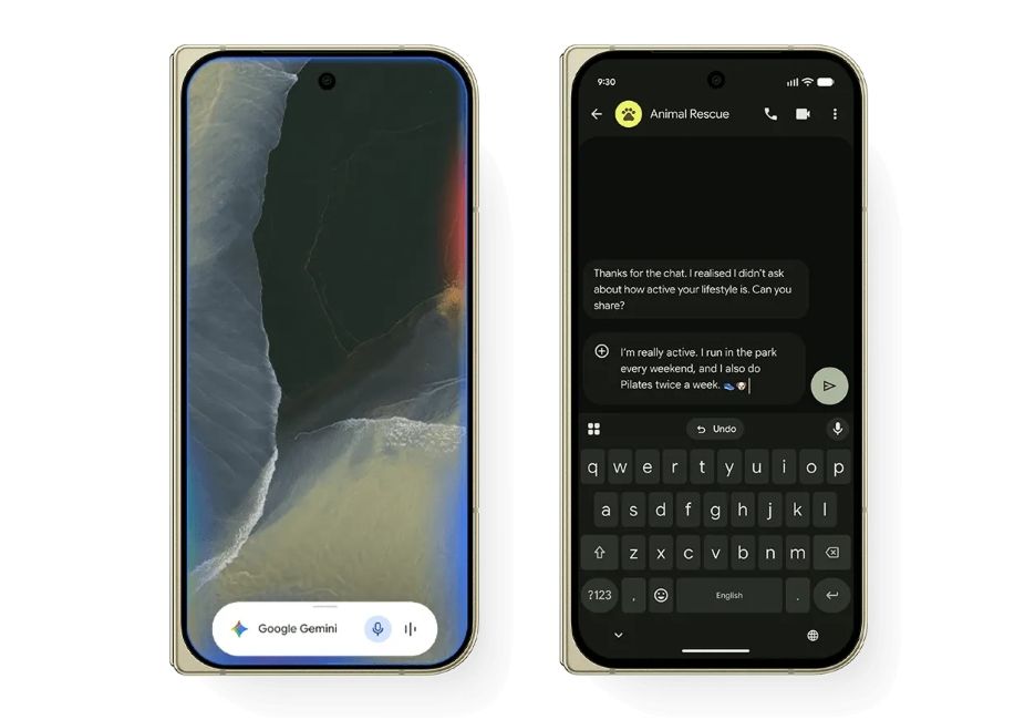 Google Pixel 11 Pro Fold running Gemini and Google Messages