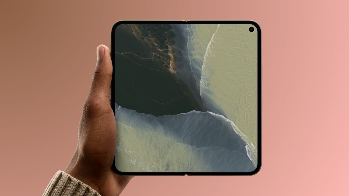 a user holding pixel 11 pro fold and showing its display a user holding pixel 11 pro fold and showing its display