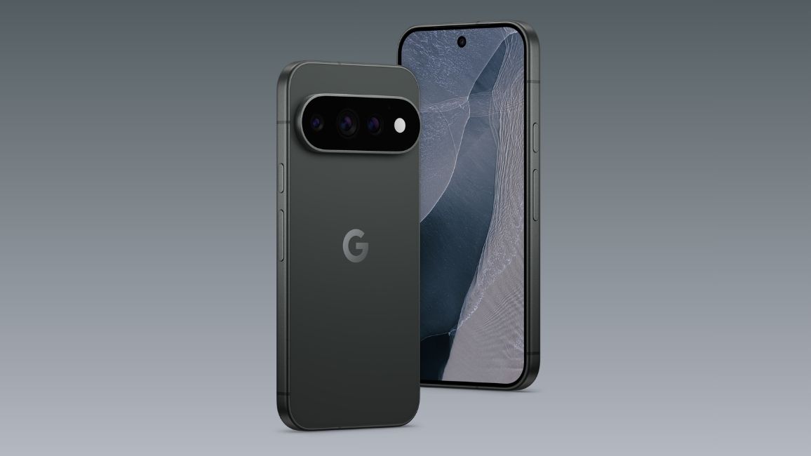 Pixel 11 Pro Obsidian Colour variant against a gradient background Pixel 11 Pro Obsidian Colour variant against a gradient background