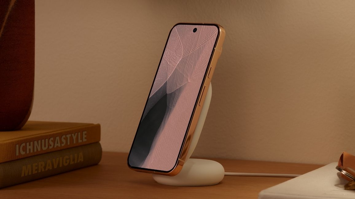 pixel 11 wirelessly charging on a pixelsnap charger