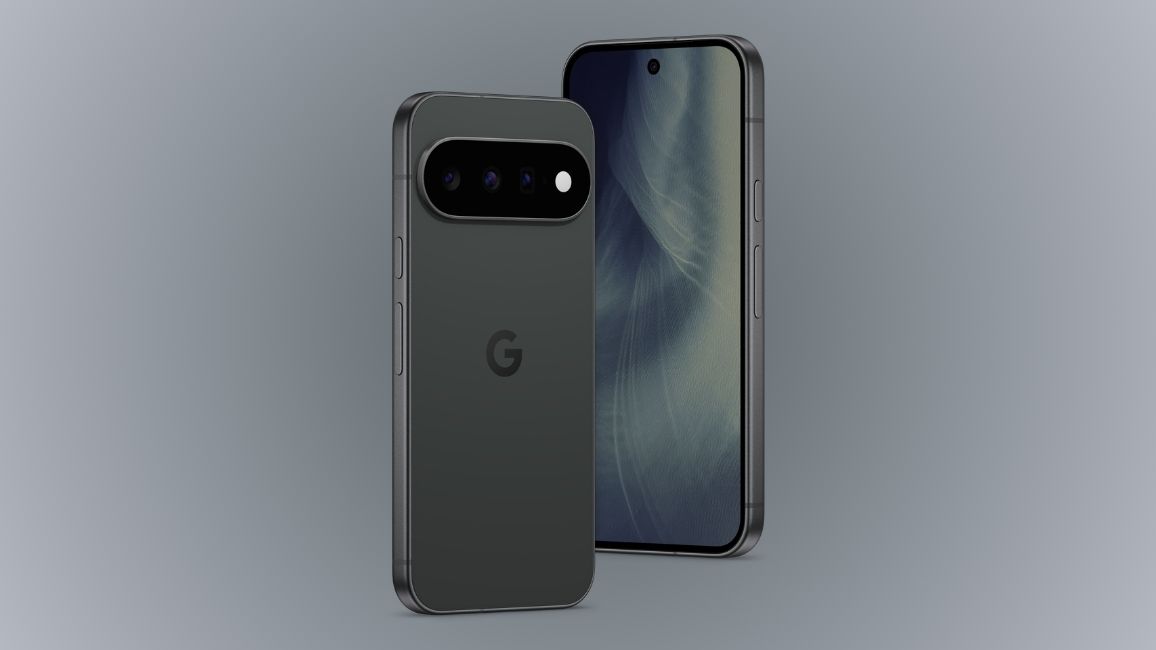 Pixel 11 in Obsidian Colour Showcase against a gradient background Pixel 11 in Obsidian Colour Showcase against a gradient background