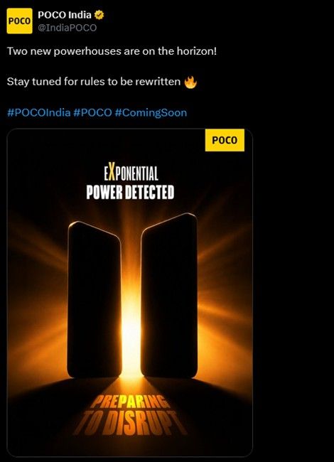 Poco X8 Power and Poco X8 teaser by Poco India on X account