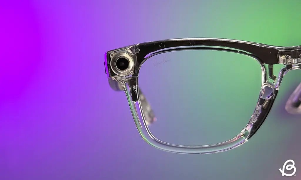 Meta Ray Ban smartglasses closeup of cameras Meta Ray Ban smartglasses closeup of cameras