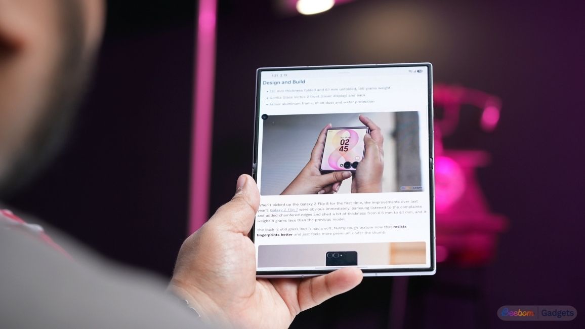 Reading on the inner display of the Galaxy Z Fold 8 