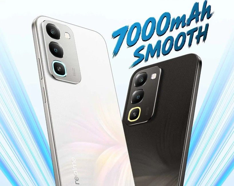 Realme 16x in White and Black with battery capacity text