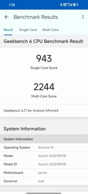 Redmi Note 17 Geekbench 6 Benchmark Screenshot Redmi Note 17 Geekbench 6 Benchmark Screenshot