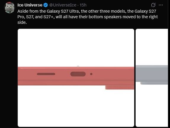 Samsung Galaxy S27 series design changes  to speaker grill