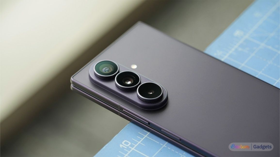 Samsung Galaxy Z Fold 8 Ultra shot from the back highlighting its triple cameras