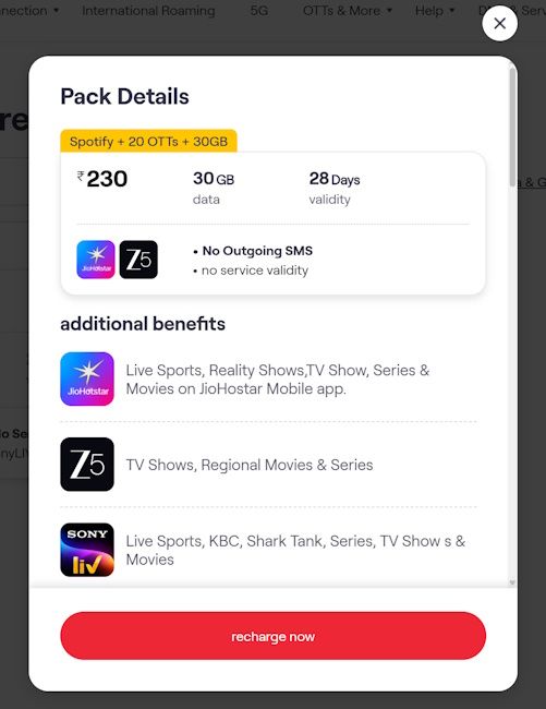Vodafone Idea (Vi) prepaid plan with Spotify premium