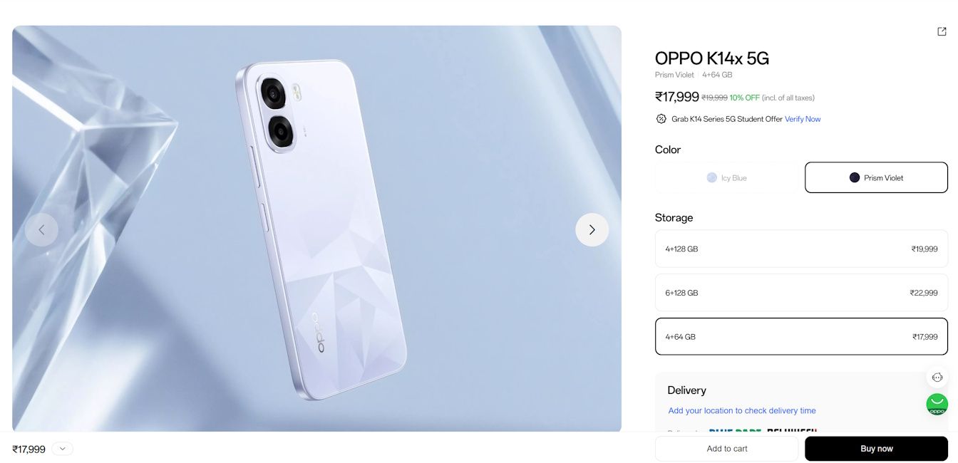 Oppo K14x price hiked in India Oppo K14x price hiked in India