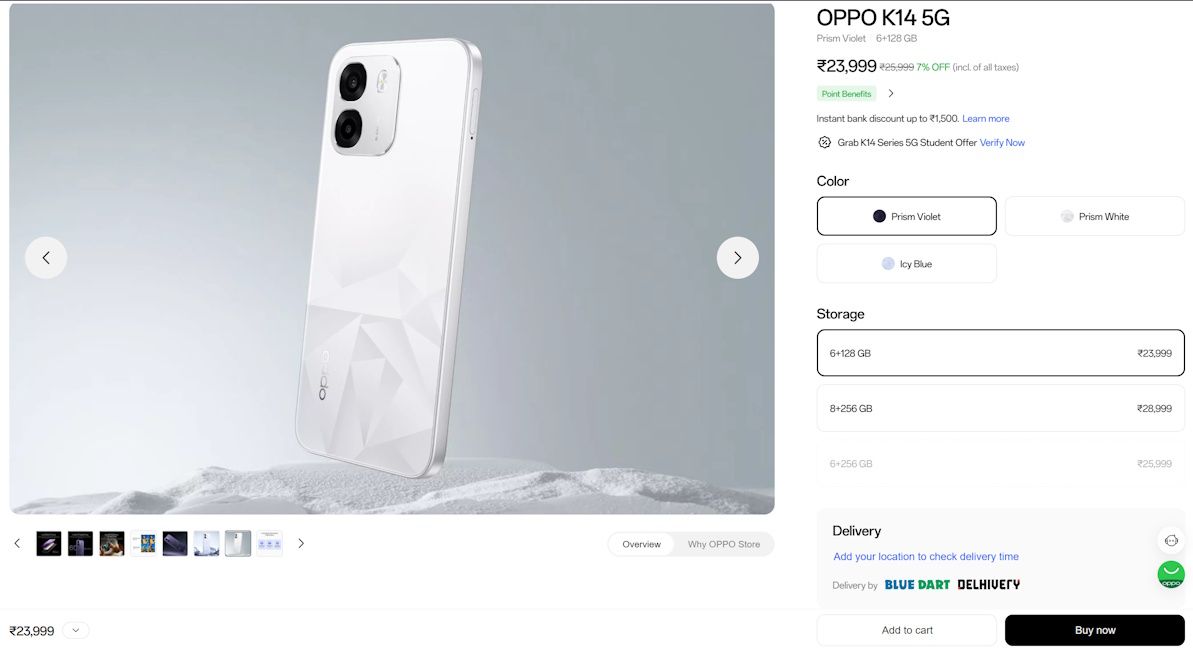 Oppo K14 price hiked in India Oppo K14 price hiked in India