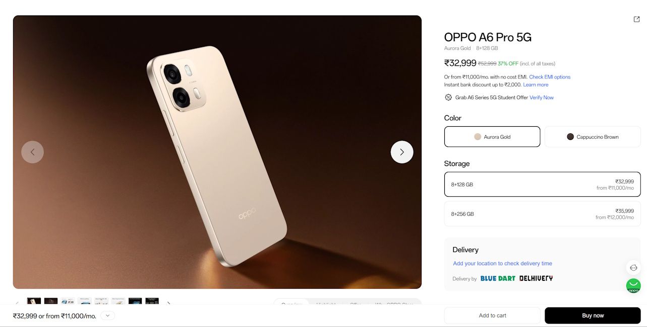 Oppo A6 Pro price hiked in India Oppo A6 Pro price hiked in India