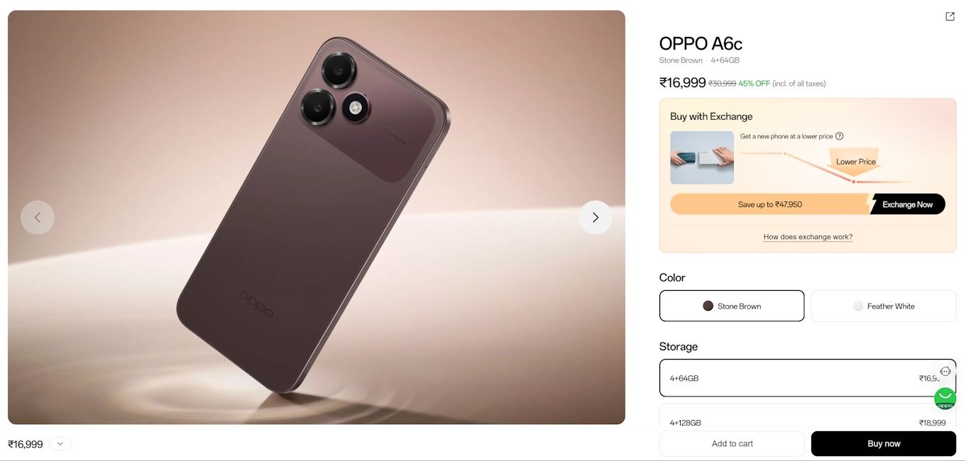 Oppo A6c 4G price hiked in India Oppo A6c 4G price hiked in India