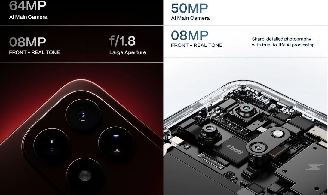 Boltt Ace 5G (left) and Boltt Evo 4G (right) camera specs Boltt Ace 5G (left) and Boltt Evo 4G (right) camera specs