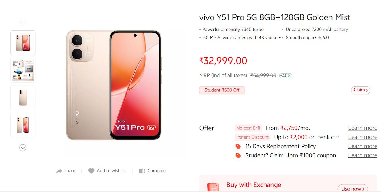 Vivo Y51 Pro price hiked in India