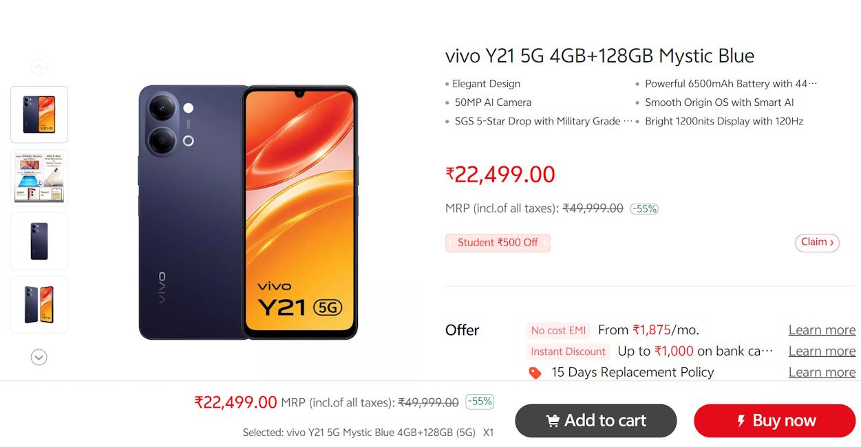 Vivo Y21 price hiked in India