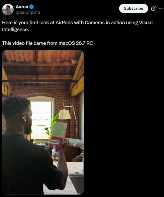Apple camera-equipped AirPods demo video