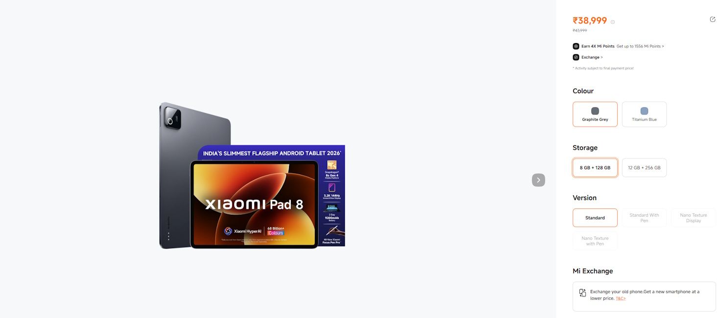 Xiaomi Pad 8 standard edition price hike India Xiaomi Pad 8 standard edition price hike India