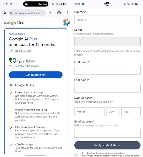Free Google AI Plus access to college students in India