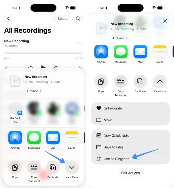 Set Voice Memo as a Custom Ringtone on iPhone