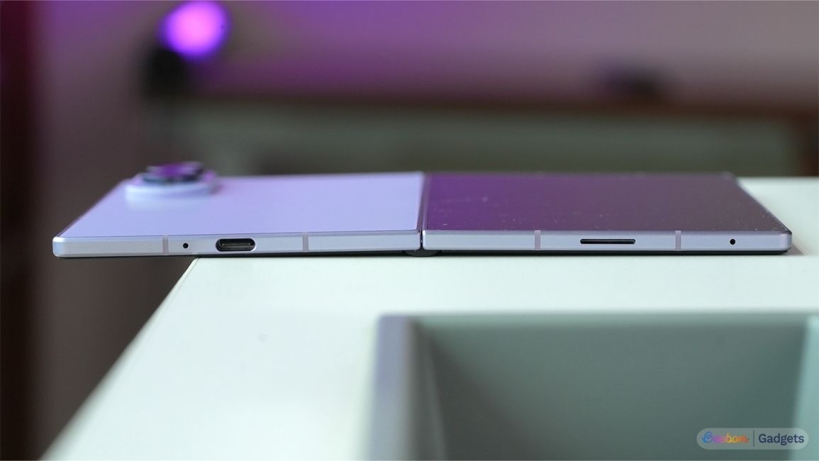 Shot of the Z Fold 8 from the side when open
