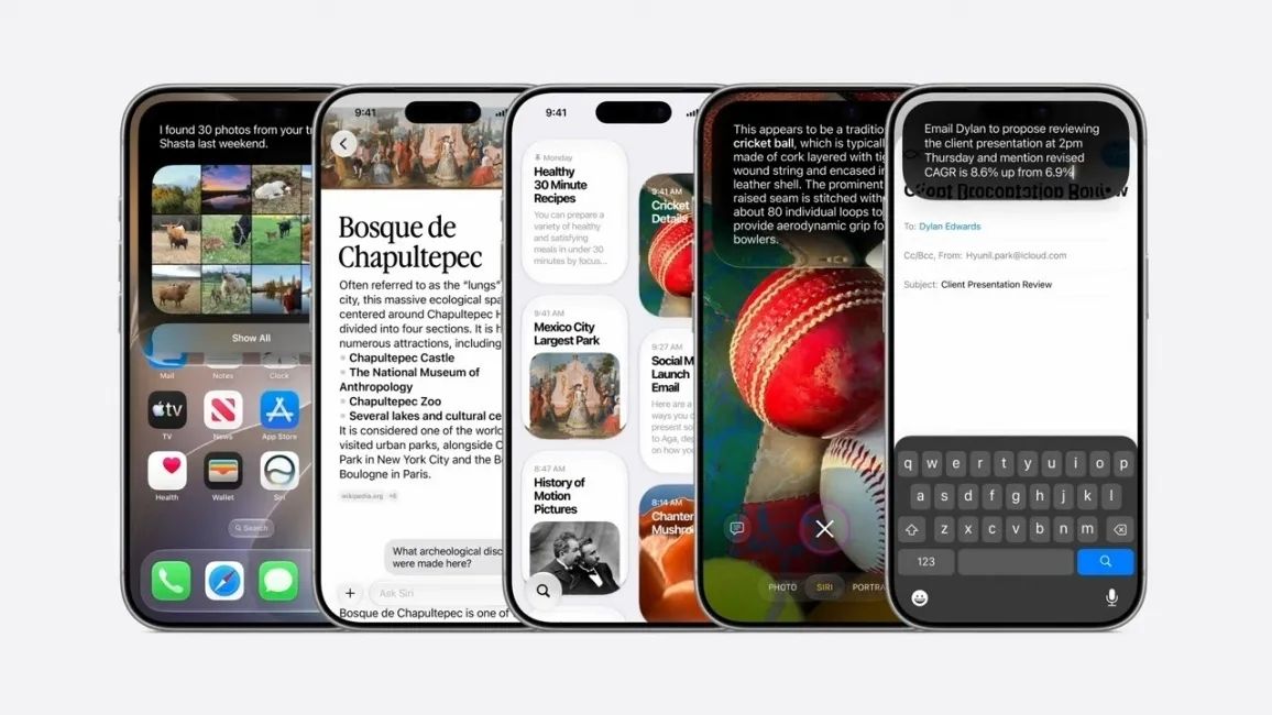 Siri AI feature showcase marketing material from Apple